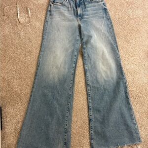 MOTHER Wide-Leg Flare Jeans in Light Blue Wash